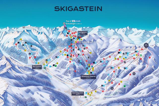 Pistenplan — Bad Hofgastein - Skischaukel Schlossalm-Angertal-Stubnerkogel