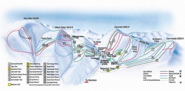 Mappa delle piste — Glenshee