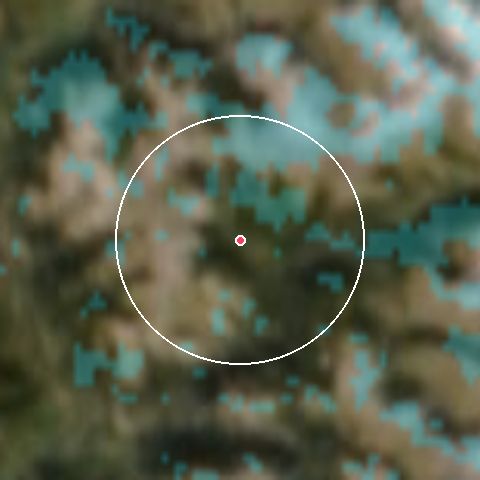 Imagen de satélite de Arvieux en Queyras con la nieve marcada