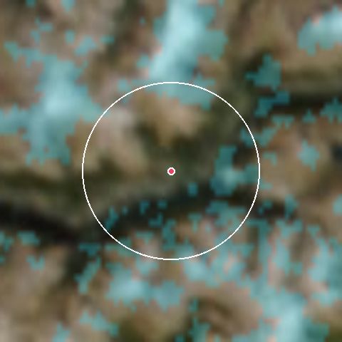 Imagen de satélite de Aussois con la nieve marcada