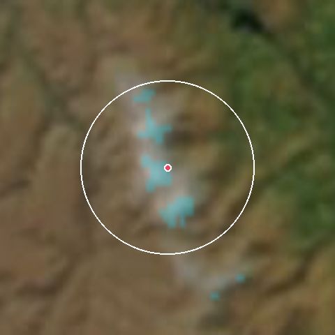 Imagen de satélite de Awakino con la nieve marcada