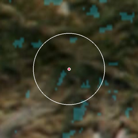 Imagen de satélite de Ax 3 Domaines con la nieve marcada