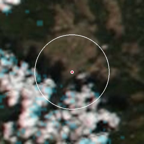 Imagen de satélite de Bansko con la nieve marcada