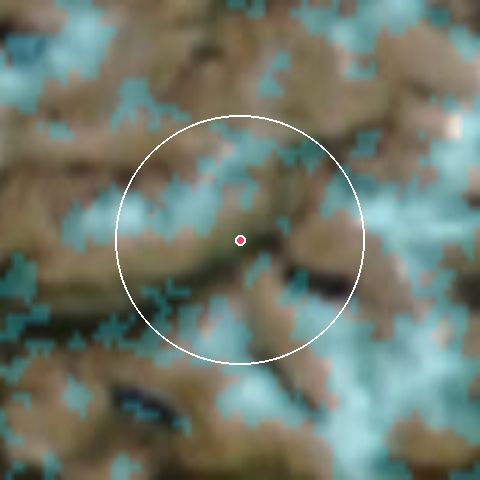 Imagen de satélite de Bessans con la nieve marcada