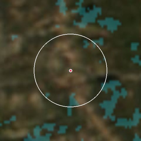 Imagen de satélite de Boreal Mountain Resort con la nieve marcada