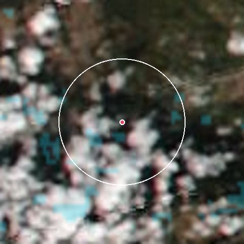 Imagen de satélite de Borovets con la nieve marcada