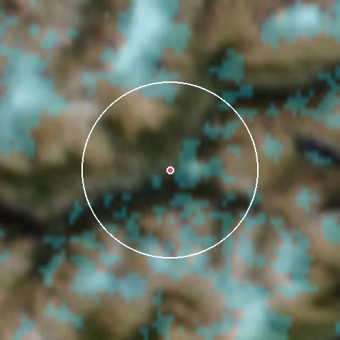 Imagen de satélite de Bramans con la nieve marcada