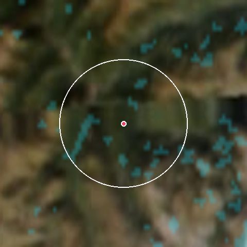 Imagen de satélite de Brides les Bains con la nieve marcada