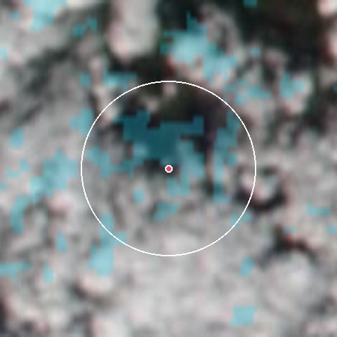 Imagen de satélite de Cairngorm  con la nieve marcada