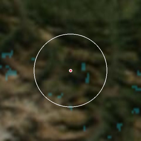 Imagen de satélite de Campan Payolle con la nieve marcada