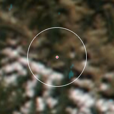 Imagen de satélite de Candanchú (fondo) con la nieve marcada