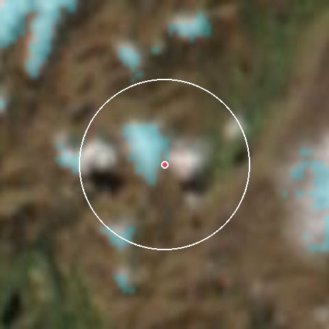 Imagen de satélite de Cardrona con la nieve marcada