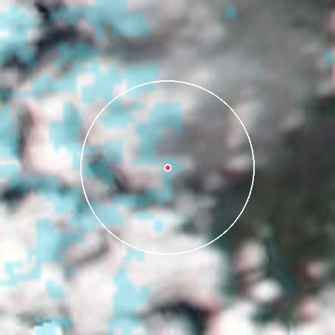 Imagen de satélite de Cerro Perito Moreno con la nieve marcada