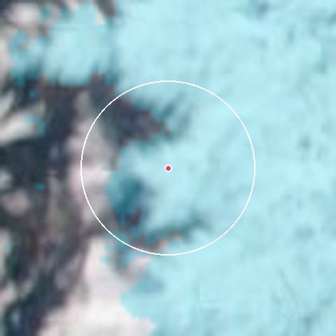 Imagen de satélite de Chapa Verde con la nieve marcada