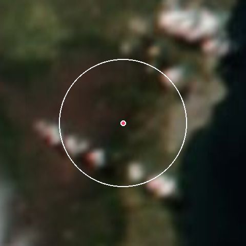 Imagen de satélite de Club Andino Punta Arenas con la nieve marcada