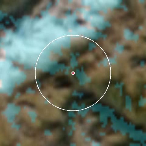 Imagen de satélite de Courmayeur con la nieve marcada