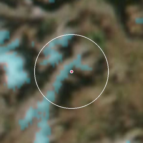 Imagen de satélite de Craigieburn con la nieve marcada