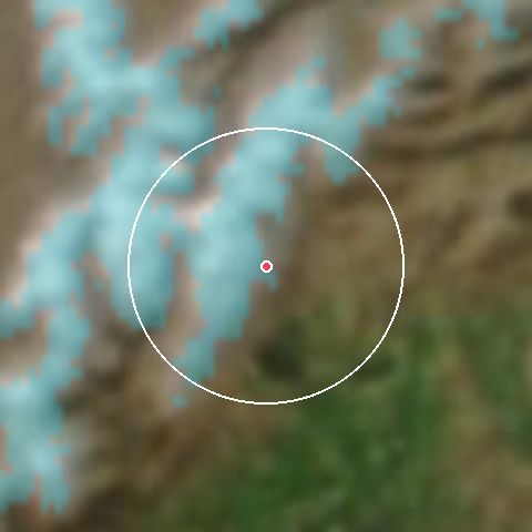 Imagen de satélite de Fox Peak con la nieve marcada