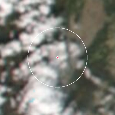 Imagen de satélite de Furano con la nieve marcada