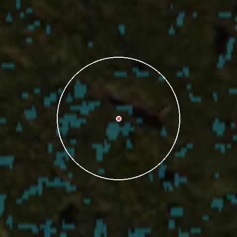 Imagen de satélite de Hassela con la nieve marcada