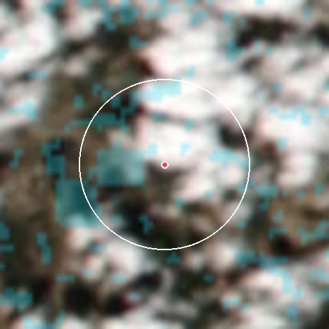 Imagen de satélite de Keystone con la nieve marcada
