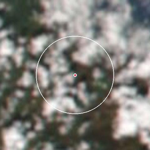 Imagen de satélite de Kiroro Resort con la nieve marcada