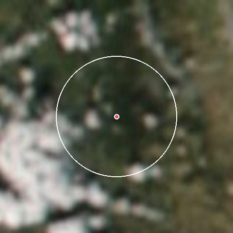 Imagen de satélite de La Loge des Gardes con la nieve marcada