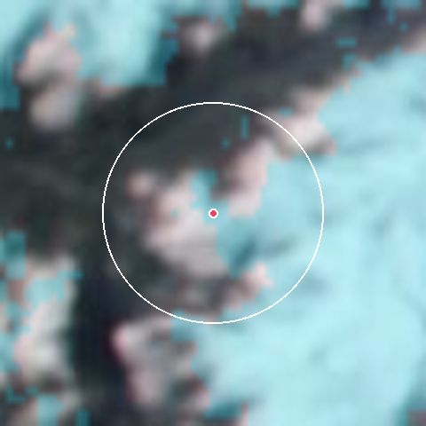 Imagen de satélite de Lagunillas con la nieve marcada