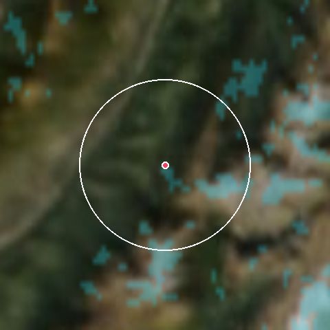 Imagen de satélite de Les 7 Laux con la nieve marcada