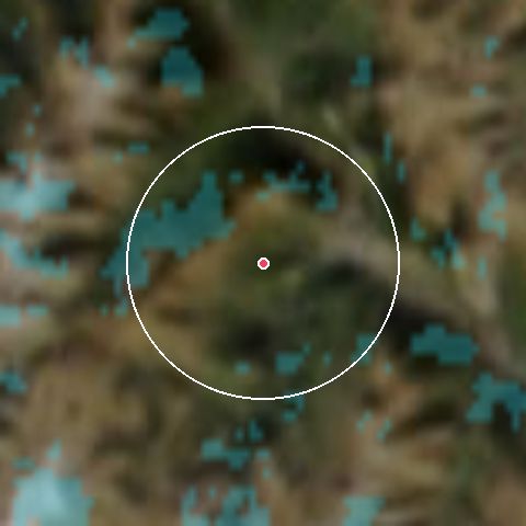 Imagen de satélite de Les Bottières con la nieve marcada