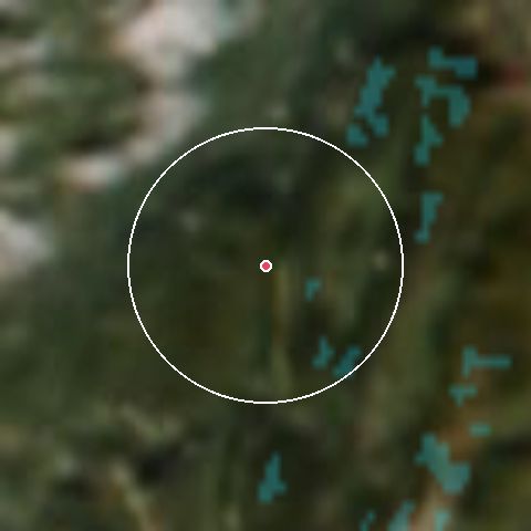 Imagen de satélite de Les Coulmes con la nieve marcada