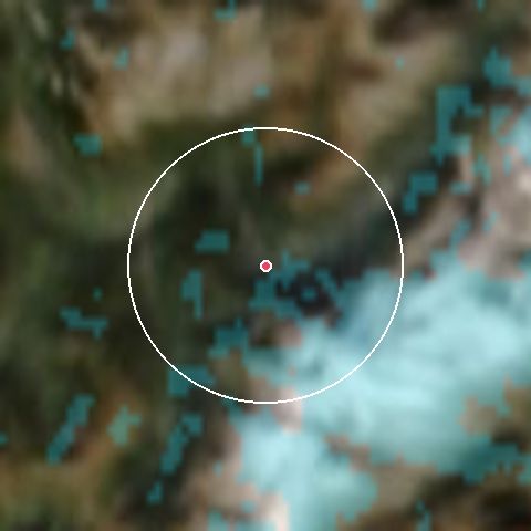 Imagen de satélite de Les Houches con la nieve marcada