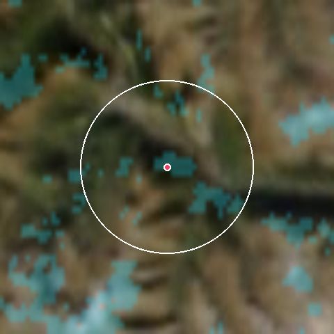 Imagen de satélite de Les Karellis con la nieve marcada