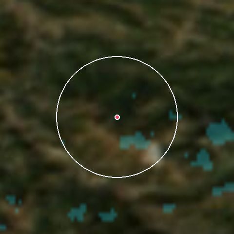 Imagen de satélite de Les Monts d'Olmes con la nieve marcada