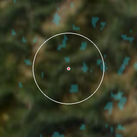 Imagen de satélite de Les Saisies con la nieve marcada