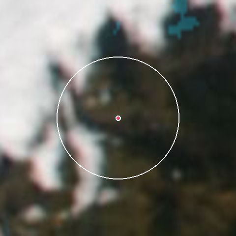 Imagen de satélite de Loon Mountain con la nieve marcada