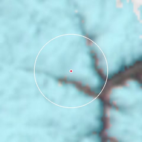 Imagen de satélite de Los Penitentes con la nieve marcada