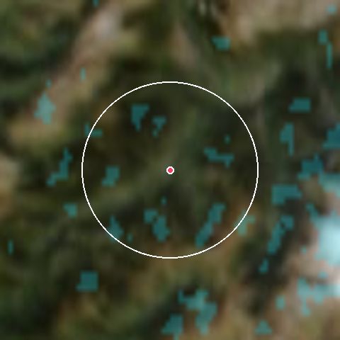 Imagen de satélite de Megeve con la nieve marcada