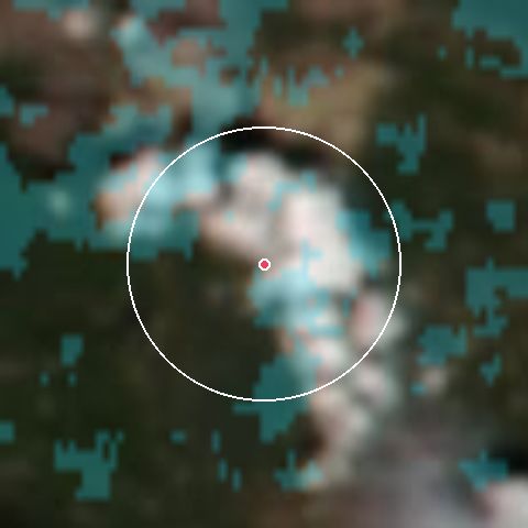 Imagen de satélite de Mt. Bachelor con la nieve marcada