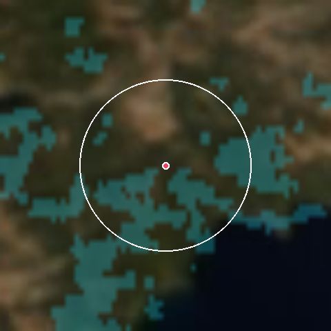Imagen de satélite de Northstar California con la nieve marcada