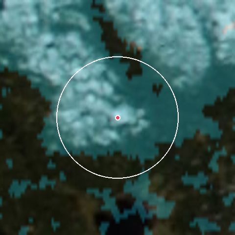 Imagen de satélite de Orsa Grönklitt con la nieve marcada