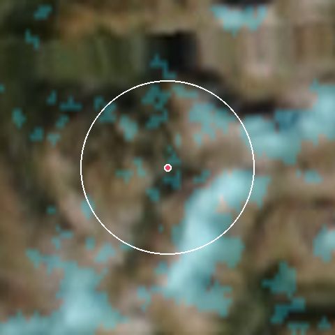 Imagen de satélite de Pralognan la Vanoise con la nieve marcada