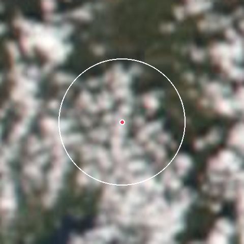 Imagen de satélite de Rusutsu Resort con la nieve marcada