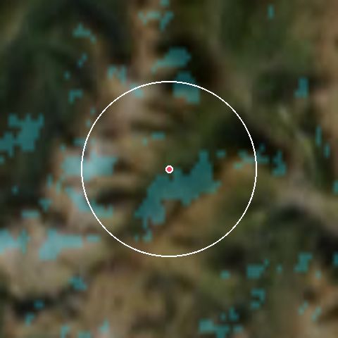 Imagen de satélite de St Colomban des Villards con la nieve marcada