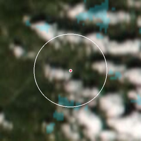Imagen de satélite de St Maurice sur Moselle con la nieve marcada