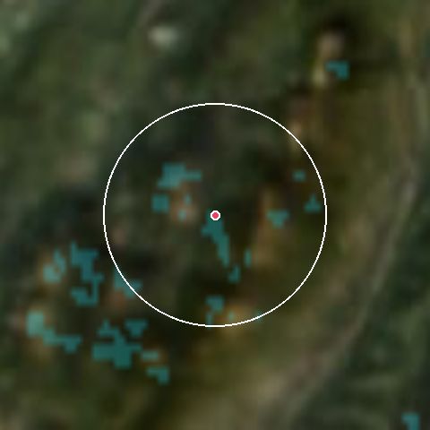 Imagen de satélite de St Pierre de Chartreuse con la nieve marcada