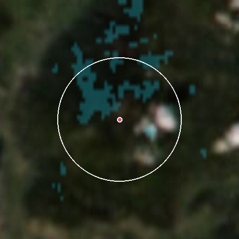 Imagen de satélite de SilverStar Mountain Resort con la nieve marcada