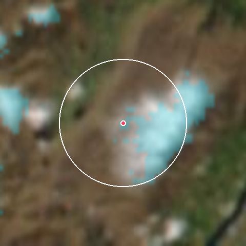 Imagen de satélite de Snow Farm con la nieve marcada
