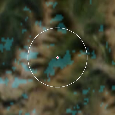 Imagen de satélite de St Jean d'Arves con la nieve marcada