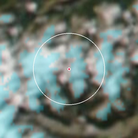 Imagen de satélite de Temple Basin con la nieve marcada